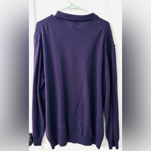 Alfani Made In Italy Wool Deep Purple Long Sleeve Polo - Picture 3 of 5